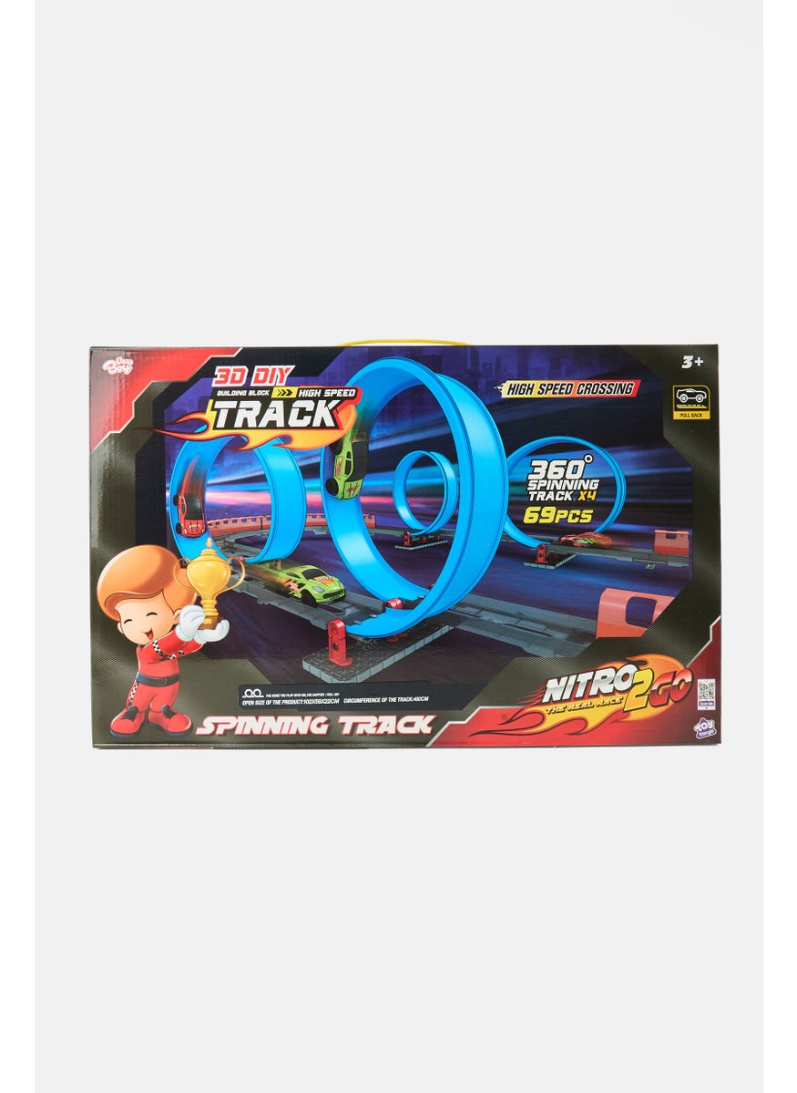 New Boy Nitro2Go Spinning Track 69 Pcs High-Speed Racing Set, Multicolor  - Image 1