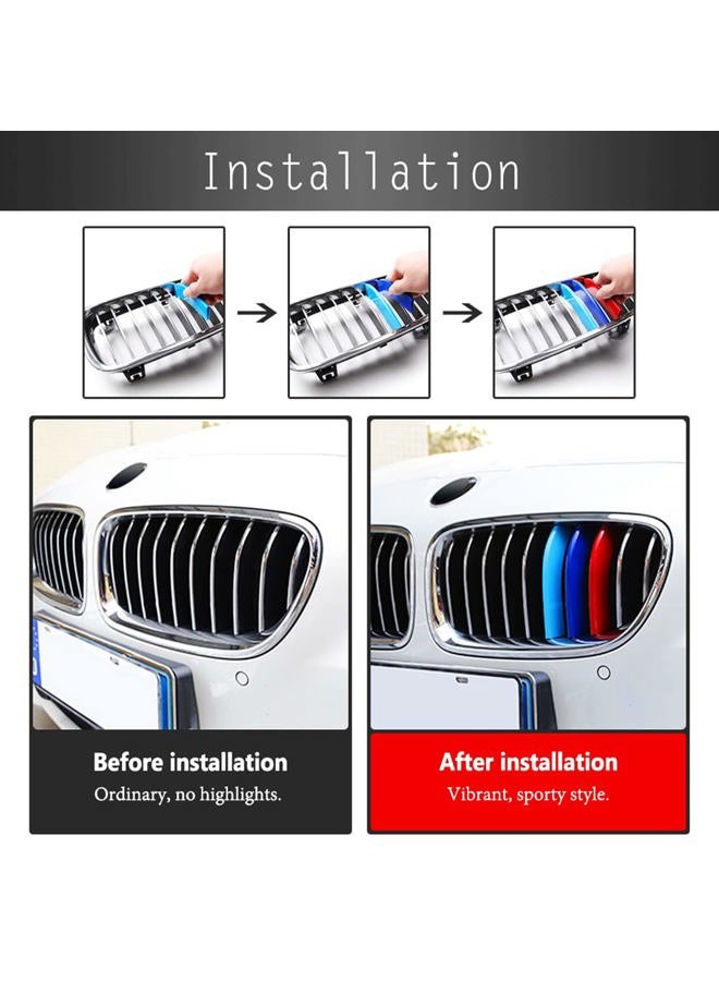 Goodream Tricolored Grille Insert Trims Compatible With BMW 2010-2016 F10 F11 5 Series 528i 535i 550i with Standard Center Chrome Kidney Grill (10 Beams), NOT 12-Beam Black Grille - Image 5