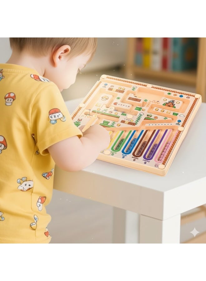 Magnetic Color & Number Maze: Interactive Wooden Montessori Puzzle for Toddlers - Image 3