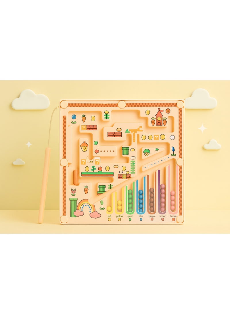 Magnetic Color & Number Maze: Interactive Wooden Montessori Puzzle for Toddlers - Image 1