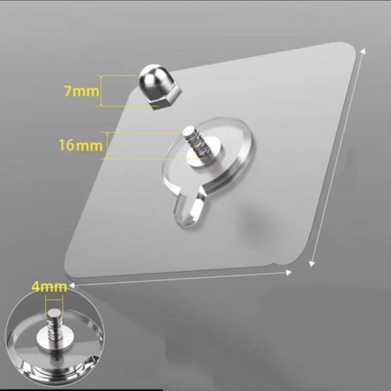 20 PCS 2 in 1 Adhesive Hooks Heavy Duty, No Nails Wall Hooks for Hanging Pictures, Frames, Shelves, Waterproof Rustproof Sticker Hangers (16mm, White) - Image 1