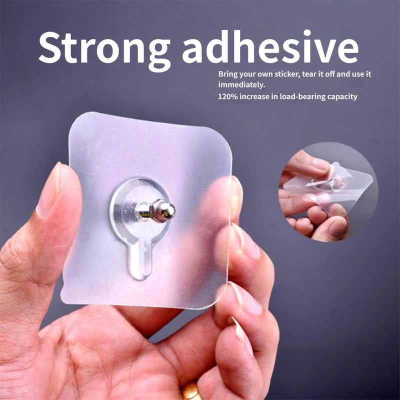 20 PCS 2 in 1 Adhesive Hooks Heavy Duty, No Nails Wall Hooks for Hanging Pictures, Frames, Shelves, Waterproof Rustproof Sticker Hangers (16mm, White) - Image 4