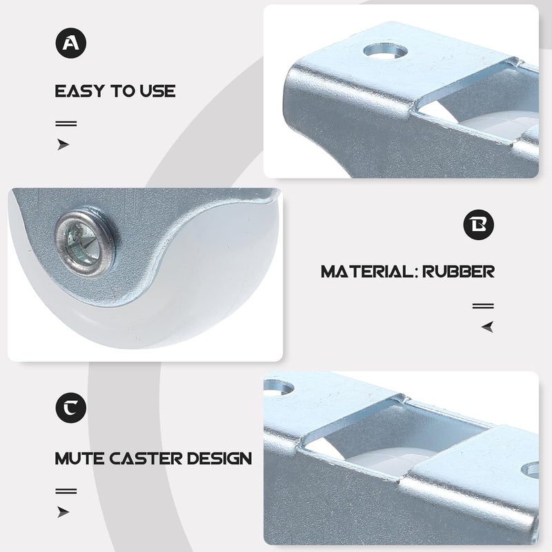 Heavy Duty Fixed Furniture Casters 20PCS Rubber Wheels with Plates Easy Install - Image 4