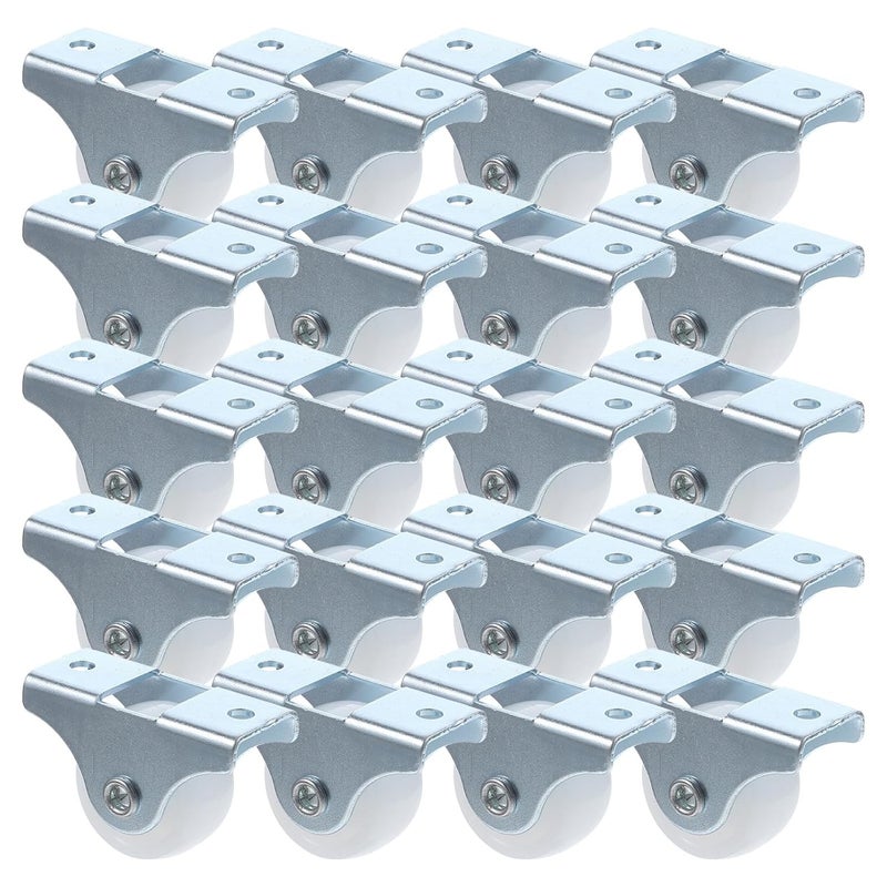 Heavy Duty Fixed Furniture Casters 20PCS Rubber Wheels with Plates Easy Install - Image 1