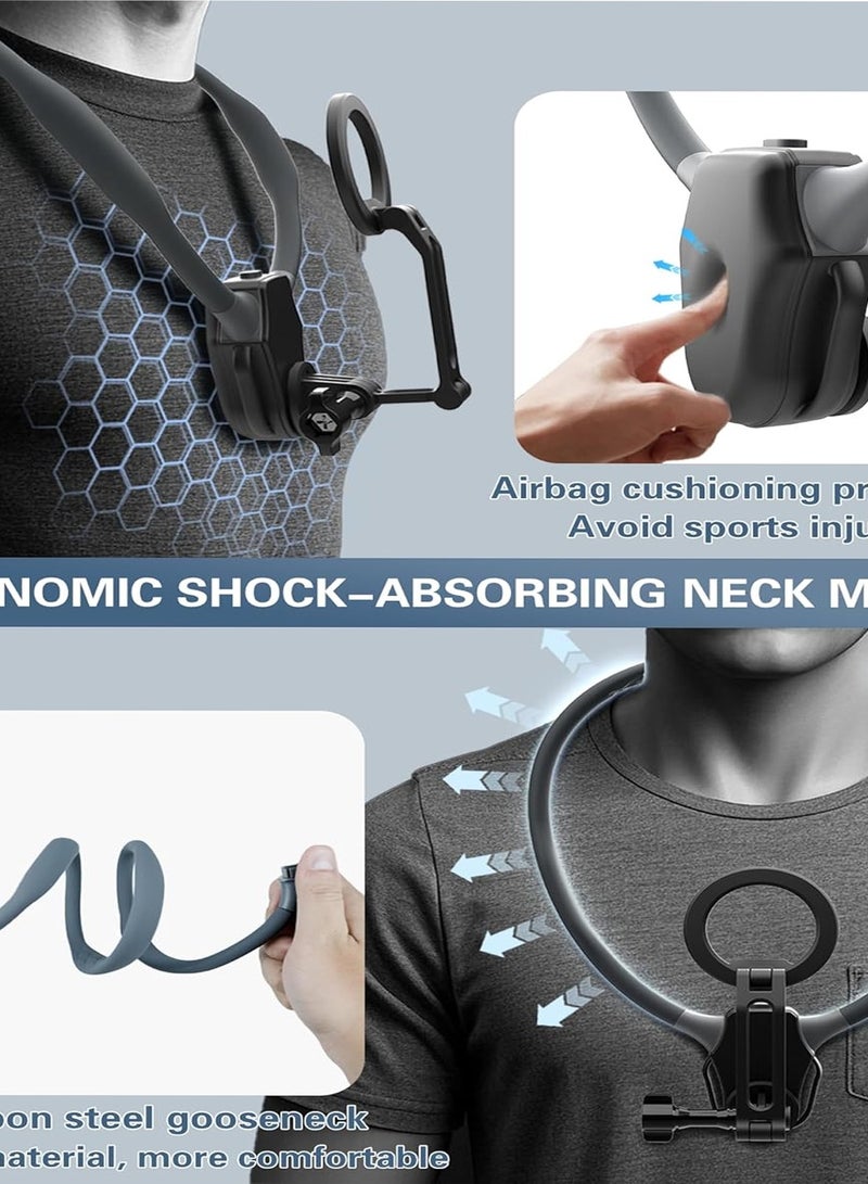 ماكدو حامل الرقبة المغناطيسي للهواتف المحمولة والكاميرات وحامل الهاتف بدون استخدام اليدين وحامل الهاتف بالرقبة مع حزام صدر مضاد للاهتزاز لهواتف آيفون 16 و15 و14 و13 و12 وهواتف أندرويد لالتقاط صور سيلفي - Image 3