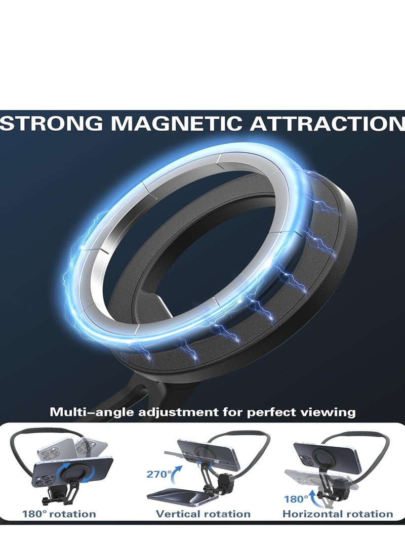ماكدو حامل الرقبة المغناطيسي للهواتف المحمولة والكاميرات وحامل الهاتف بدون استخدام اليدين وحامل الهاتف بالرقبة مع حزام صدر مضاد للاهتزاز لهواتف آيفون 16 و15 و14 و13 و12 وهواتف أندرويد لالتقاط صور سيلفي - Image 4