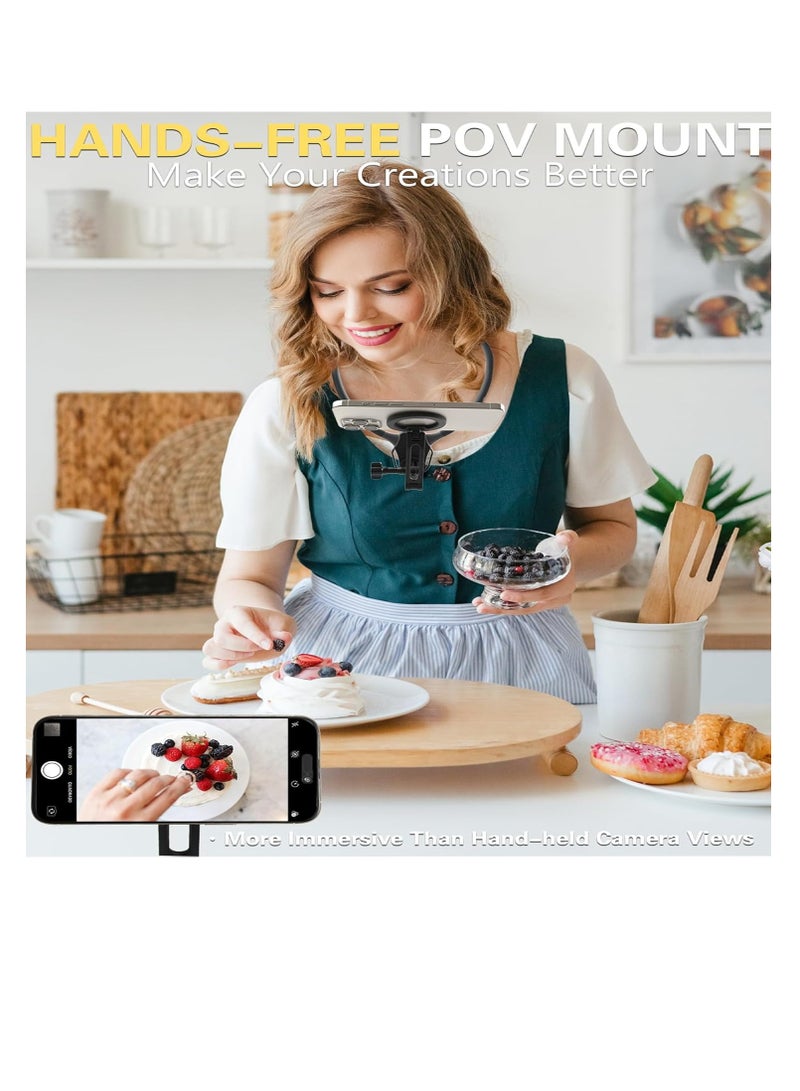 ماكدو حامل الرقبة المغناطيسي للهواتف المحمولة والكاميرات وحامل الهاتف بدون استخدام اليدين وحامل الهاتف بالرقبة مع حزام صدر مضاد للاهتزاز لهواتف آيفون 16 و15 و14 و13 و12 وهواتف أندرويد لالتقاط صور سيلفي - Image 5