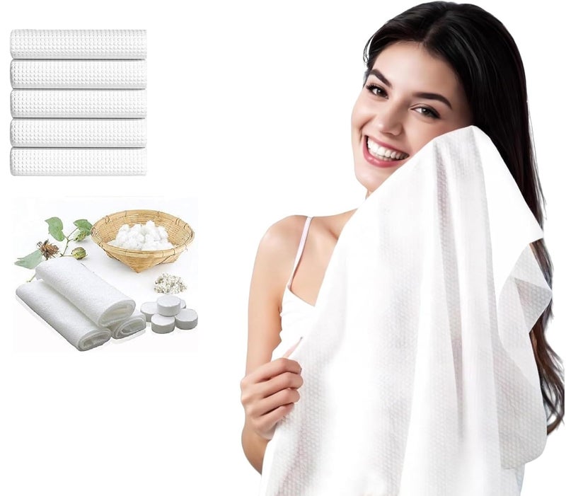 FAGVA Compress Tissue Towel Big Size Magic Compressed Cotton Towel Pure Cotton Portable Expandable Compact Compressed Towels Magic Expand Bath Towel (Pack of 1) - Image 1