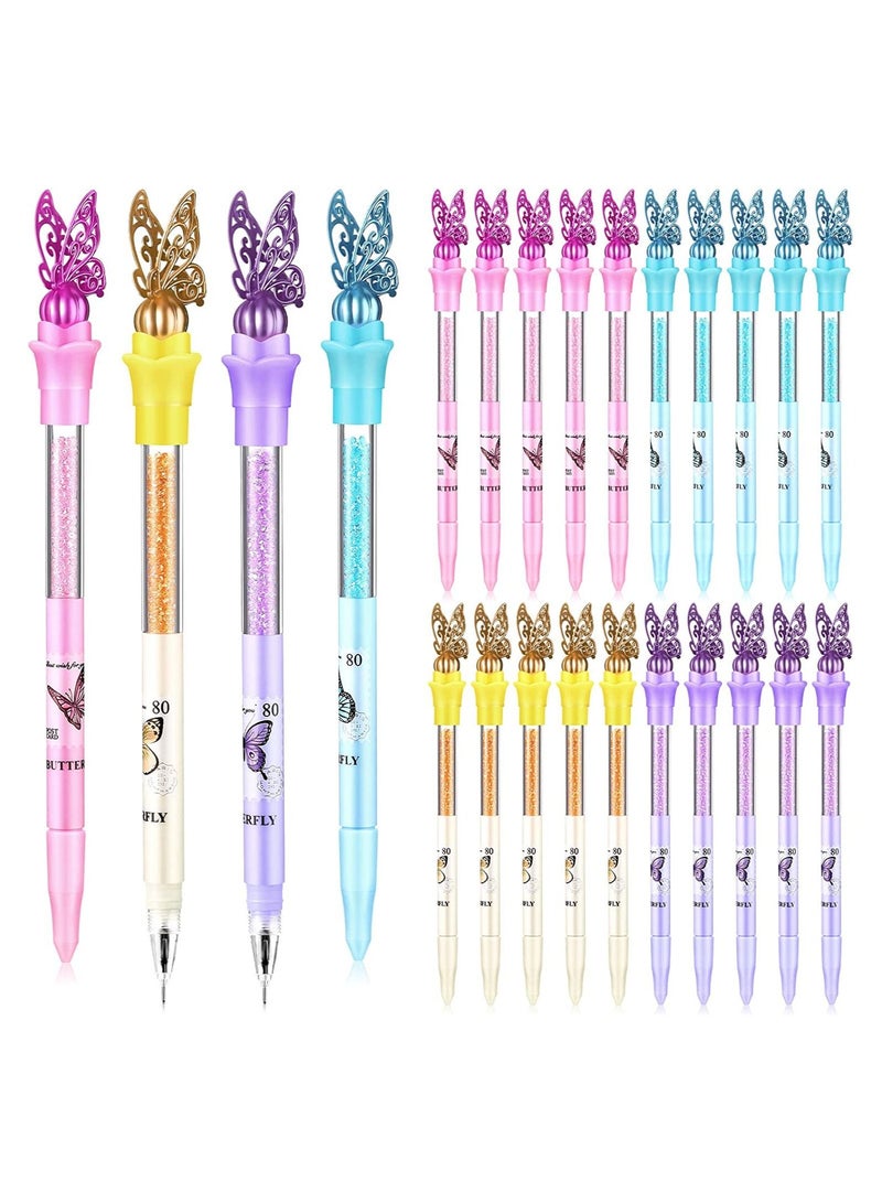 SYOSI SYOSI Butterfly Pens, Bling Rhinestone Black Ink Pens Bulk, Glitter Crystal Pens with Butterfly on Top, for School Office Wedding Butterfly Theme Birthday Present, 4 Colors, 24 Pcs - Image 1