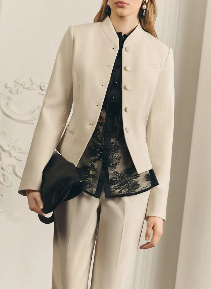 Lichi  Fitted single-breasted jacket with covered buttons for Women | Best Price UAE