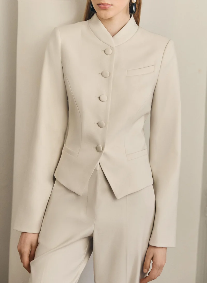 Lichi  Fitted single-breasted jacket with covered buttons for Women | Best Price UAE