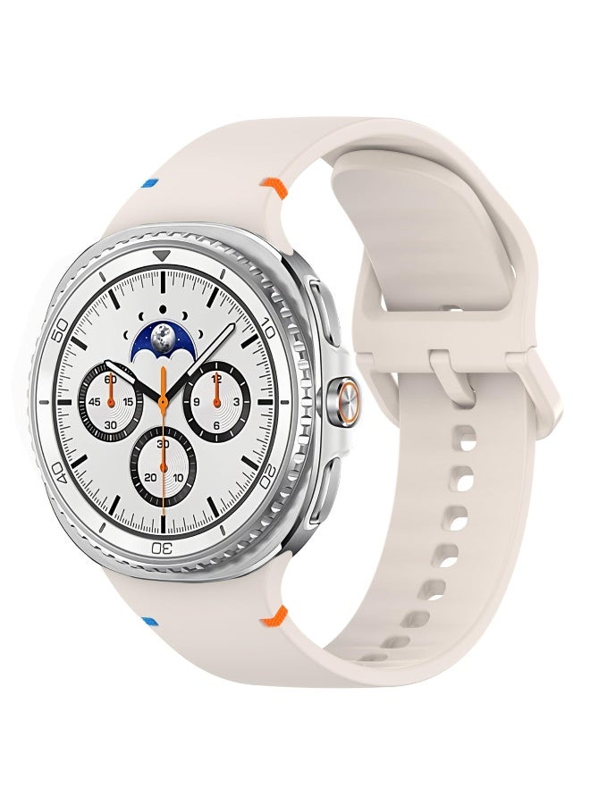 Silicone Bands For Samsung Galaxy Watch 8 Band 40mm 44mm/Galaxy Watch 8 Classic Band 46mm No Gap Soft Silicone Replacement Strap for Men Women (Starlight) - Image 1