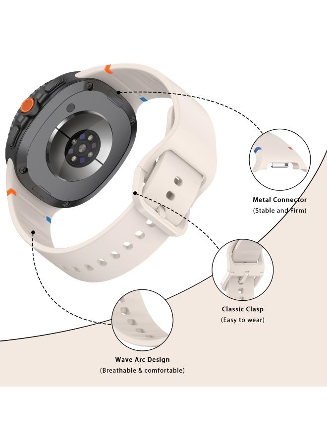 Silicone Bands For Samsung Galaxy Watch 8 Band 40mm 44mm/Galaxy Watch 8 Classic Band 46mm No Gap Soft Silicone Replacement Strap for Men Women (Starlight) - Image 3