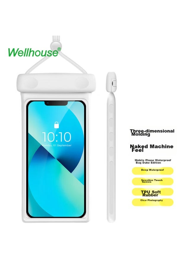 Wellhouse Wellhouse Waterproof Phone Case, Touchscreen 3d Waterproof Pouch, Soft Rubber Bag For Swimming, Hot Springs, Photography, And Diving, Duke Style White - Image 1