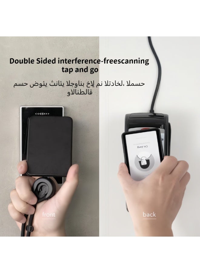 حامل بطاقة قابل للسحب مزود بحبل، بكرة بطاقة هوية مزودة بمشبك أمان قابل للانفصال، حزام عنق قطني ناعم قابل للتعديل، حامل بطاقة عمودي لموظفي المكاتب – أسود - Image 4
