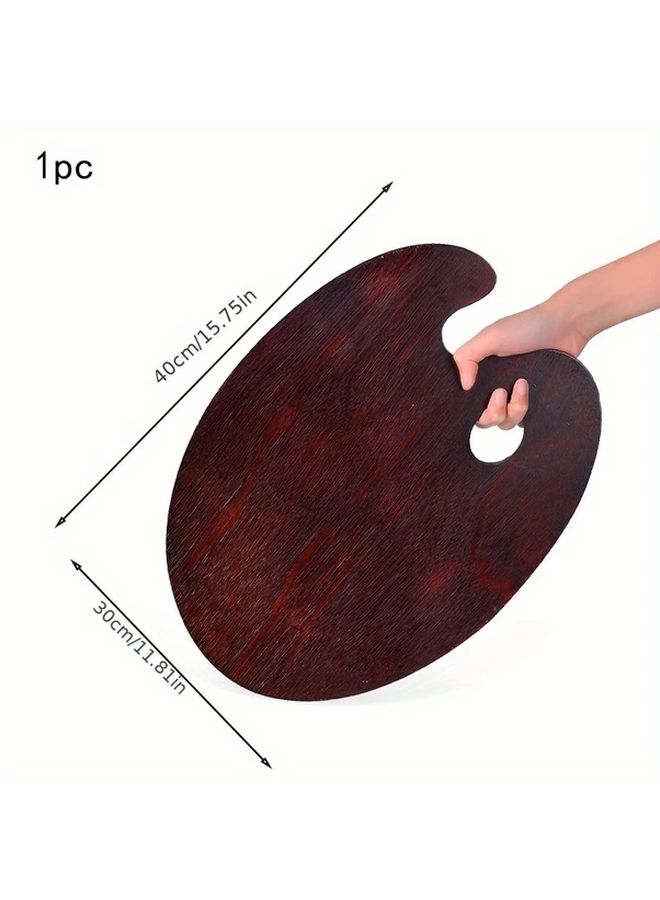Vintage Walnut Oval Wooden Palette For Gouache Painting 1pc - Image 3