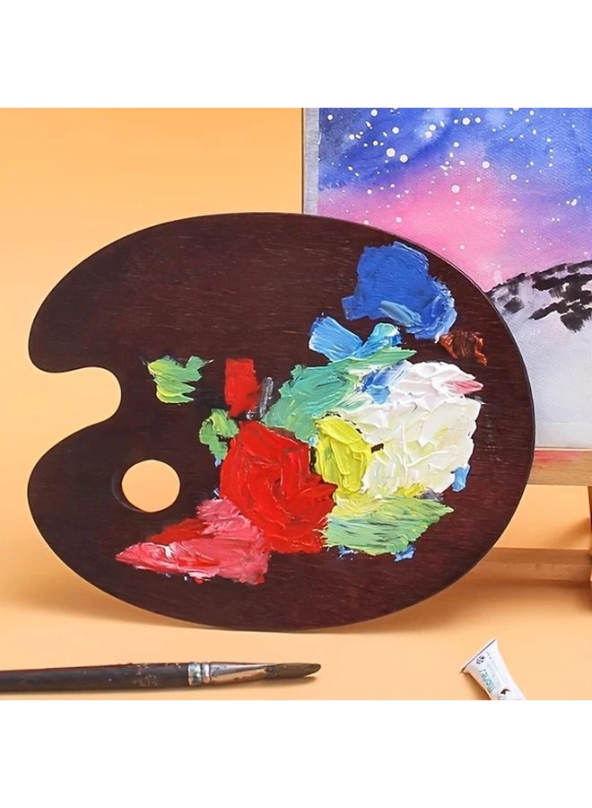 Vintage Walnut Oval Wooden Palette For Gouache Painting 1pc - Image 4