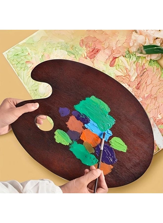 Vintage Walnut Oval Wooden Palette For Gouache Painting 1pc - Image 1