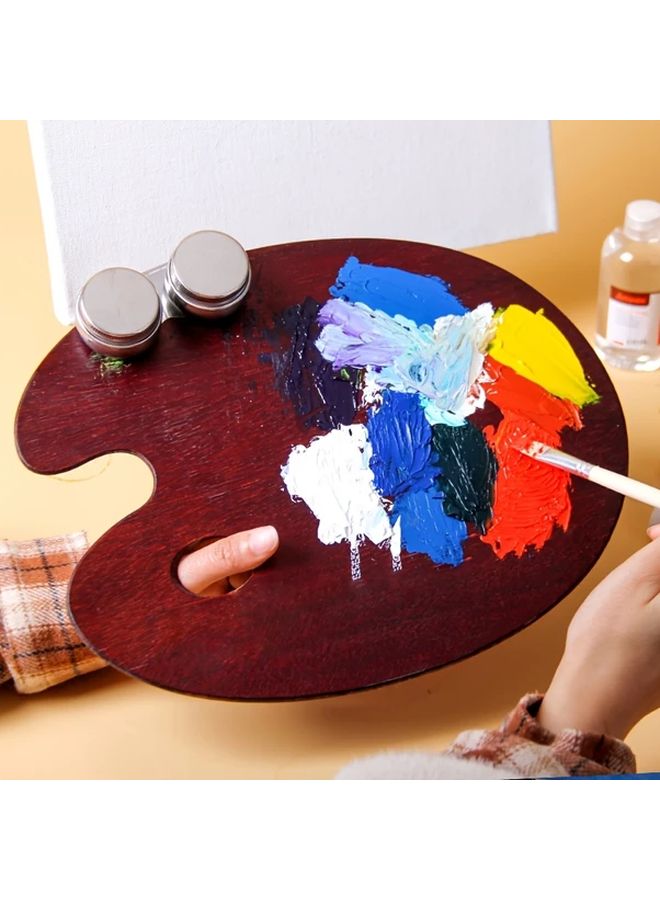 Vintage Walnut Oval Wooden Palette For Gouache Painting 1pc - Image 2