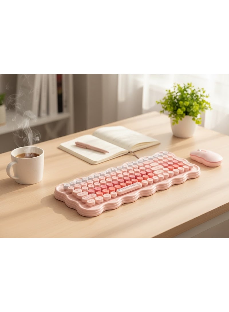 SW98 Wireless Keyboard and Mouse Combo with 2.4G Technology, USB Connection, Instant Connect, Ergonomic Design, and Energy Saving Features - Pink - Image 5