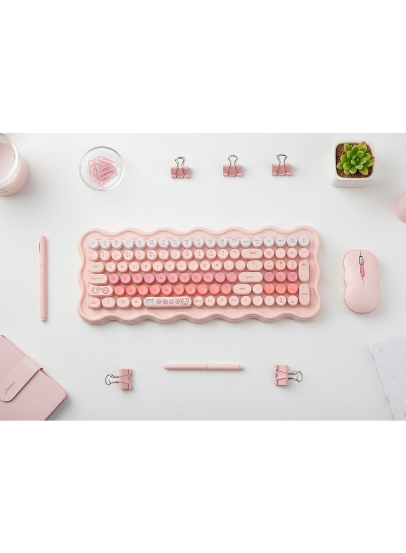 SW98 Wireless Keyboard and Mouse Combo with 2.4G Technology, USB Connection, Instant Connect, Ergonomic Design, and Energy Saving Features - Pink - Image 4