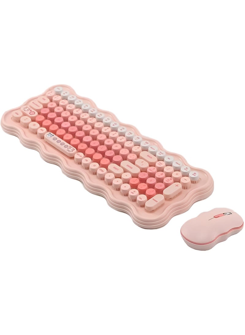 SW98 Wireless Keyboard and Mouse Combo with 2.4G Technology, USB Connection, Instant Connect, Ergonomic Design, and Energy Saving Features - Pink - Image 1