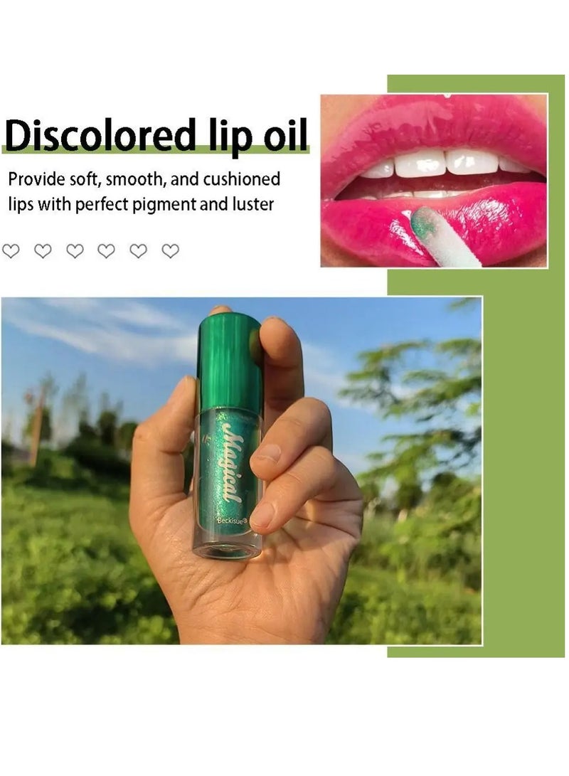 Beckisue لمسة سحرية من ملمع الشفاه يتغير لونه من الأخضر إلى الوردي - Image 3