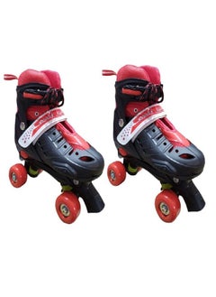 ماركة غير محددة Comfortable Adjustable Inline Skate Shoes, Single Row Front Wheels with LED Light, Indoor/Outdoor, for Kids and Teens Beginners (Size M US 35-38, Red)  - Image 2