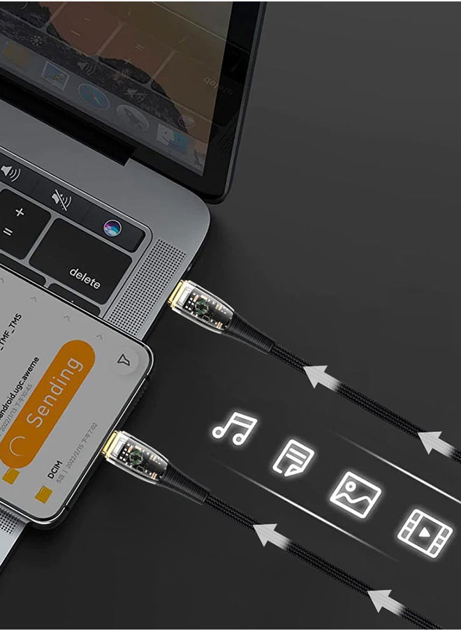 CATANES - USB Type C to Lightning Cable Fast Charging Cable Transparent Adapter Fast Charging Cable Black 1M - Image 1