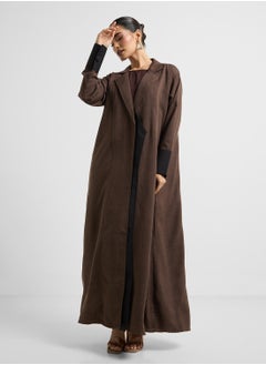 Khizana Contrast Cuffed Abaya With Sheila  - Image 3