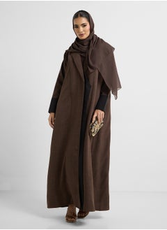 Khizana Contrast Cuffed Abaya With Sheila  - Image 5