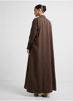 Khizana Contrast Cuffed Abaya With Sheila  - Image 2