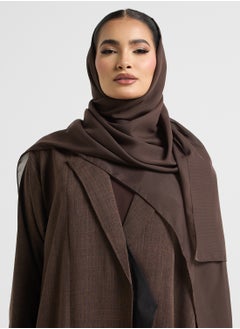 Khizana Contrast Cuffed Abaya With Sheila  - Image 4