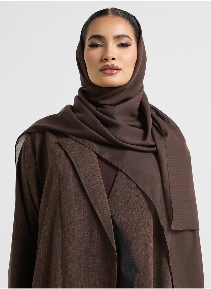 Khizana - Contrast Cuffed Abaya With Sheila - Image 1