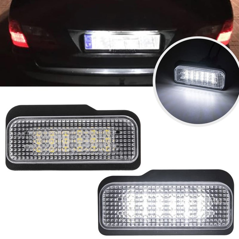 2pcs LED License Plate Lights Number Lamp for Benz W211 4D W211 5D W203 5D W219 4D R1712D Powered by 18SMD Xenon White LED Error Free with CE EMark Certificate High Brightness