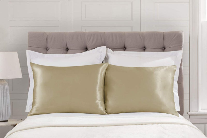 ShopBedding Luxury Satin Pillowcase for Hair - Queen Satin Pillowcase with Zipper  Champagne (Pillowcase Set of 2) - Blissford - Image 3