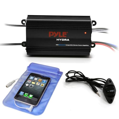 Pyle 200W RMS 4-Channel Marine Amplifier - Bluetooth Wireless Audio Streaming - Waterproof - Full Range Stereo w/ RCA - High Crossover HD Music - Multi-Channel System - Compact & Powerful - PLMRMB4CB - Image 1