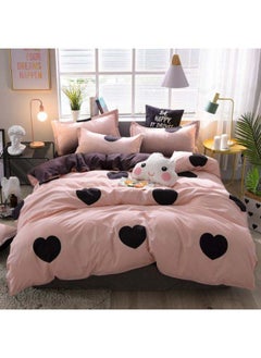 3-Piece Satisfying Bedding Set Polyester Peach/Brown/Black