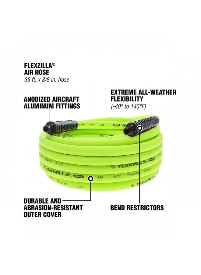 Flexzilla Air Hose, 3/8 in. x 35 ft., 1/4 in. MNPT Fittings, Heavy Duty, Lightweight, Hybrid, ZillaGreen - HFZ3835YW2 - Image 3
