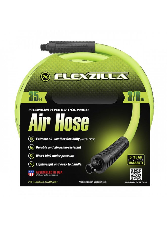 Flexzilla Air Hose, 3/8 in. x 35 ft., 1/4 in. MNPT Fittings, Heavy Duty, Lightweight, Hybrid, ZillaGreen - HFZ3835YW2 - Image 2