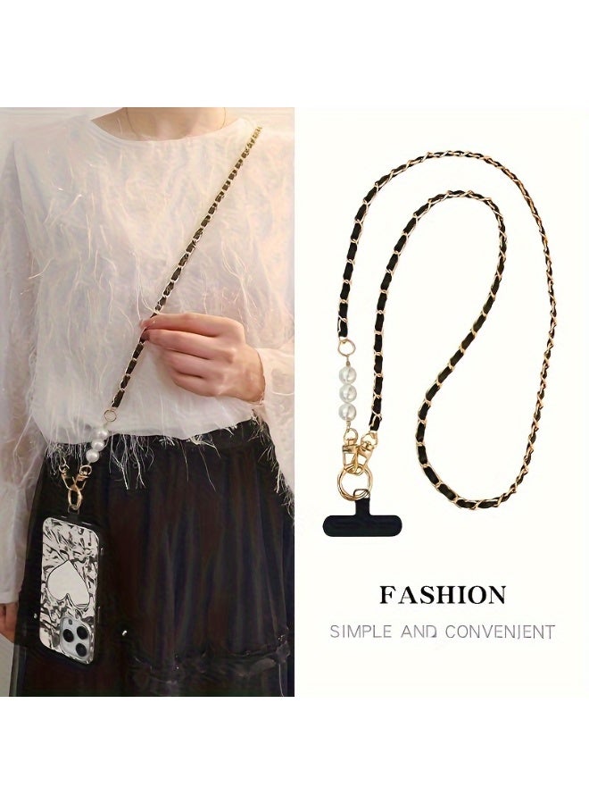 Universal Phone Lanyard-Durable, Chic Faux Pearl & Faux Leather Crossbody Phone Lanyard - Elegant Shoulder Strap Accessory - Image 4