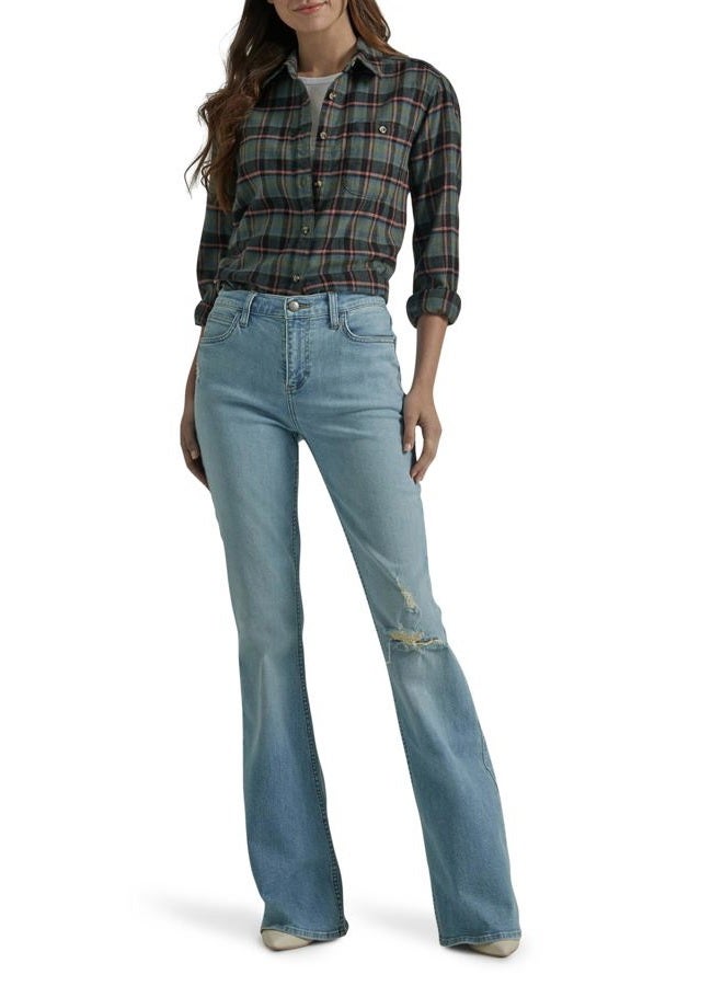 LEE Women's Legendary Mid Rise Flare Jean, Morning Veil DX, 6 Short - Image 2