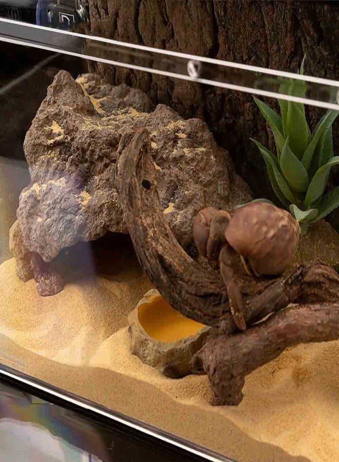 LUCOSIU Reptile Simulation Rock Cave Hideouts Terrarium Habitat Décor Bearded Dragon Hideout for Turtles Lizards Snakes Crab (Large) - Image 2