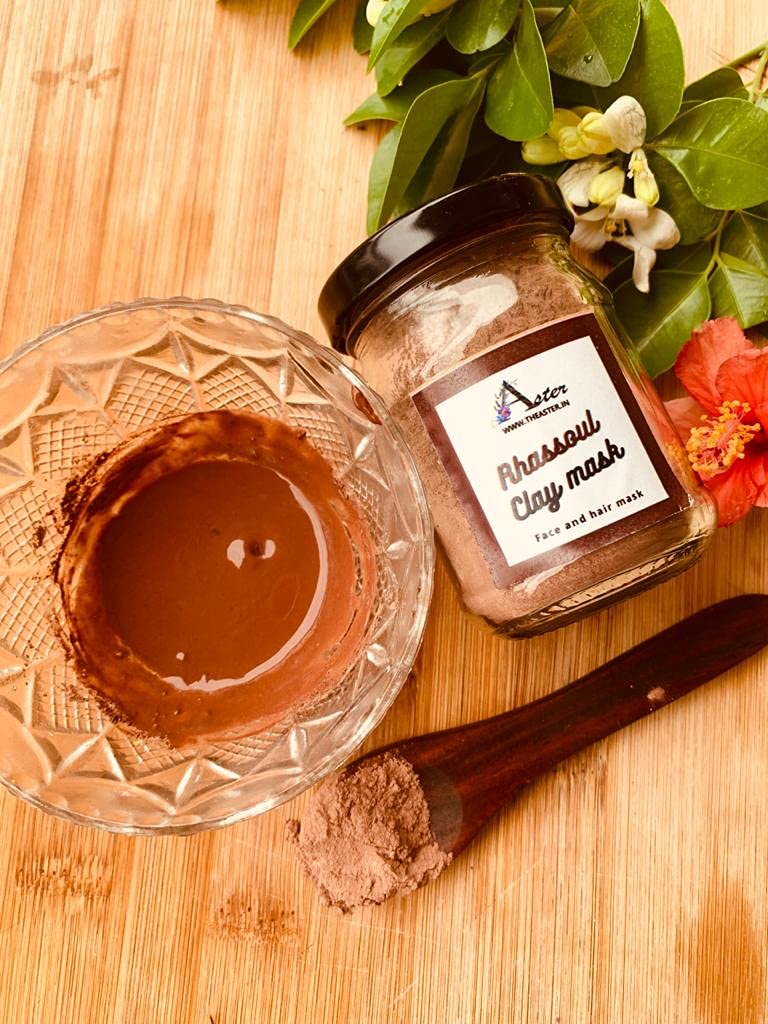 Aster Rhassoul clay mask Morrocan red clay face pack Skin and hair clay mask brightens removes blemishes detoxifies skin Natural ingredients Paraben and sulphate free 60 gms - Image 4