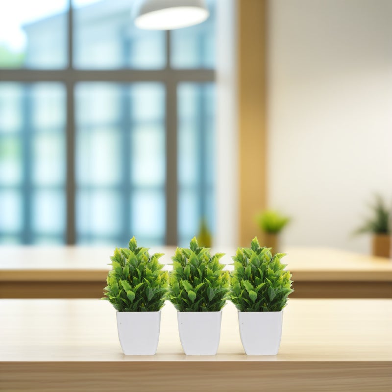 3pcs Artificial Bonsai Tree Fake Plants For Indoor Decor Small Faux Plants For Desk Realistic Green Ornament Artificial Decoration - Image 4