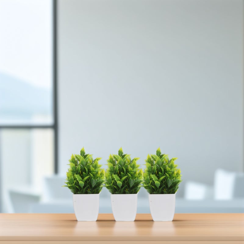 3pcs Artificial Bonsai Tree Fake Plants For Indoor Decor Small Faux Plants For Desk Realistic Green Ornament Artificial Decoration - Image 3