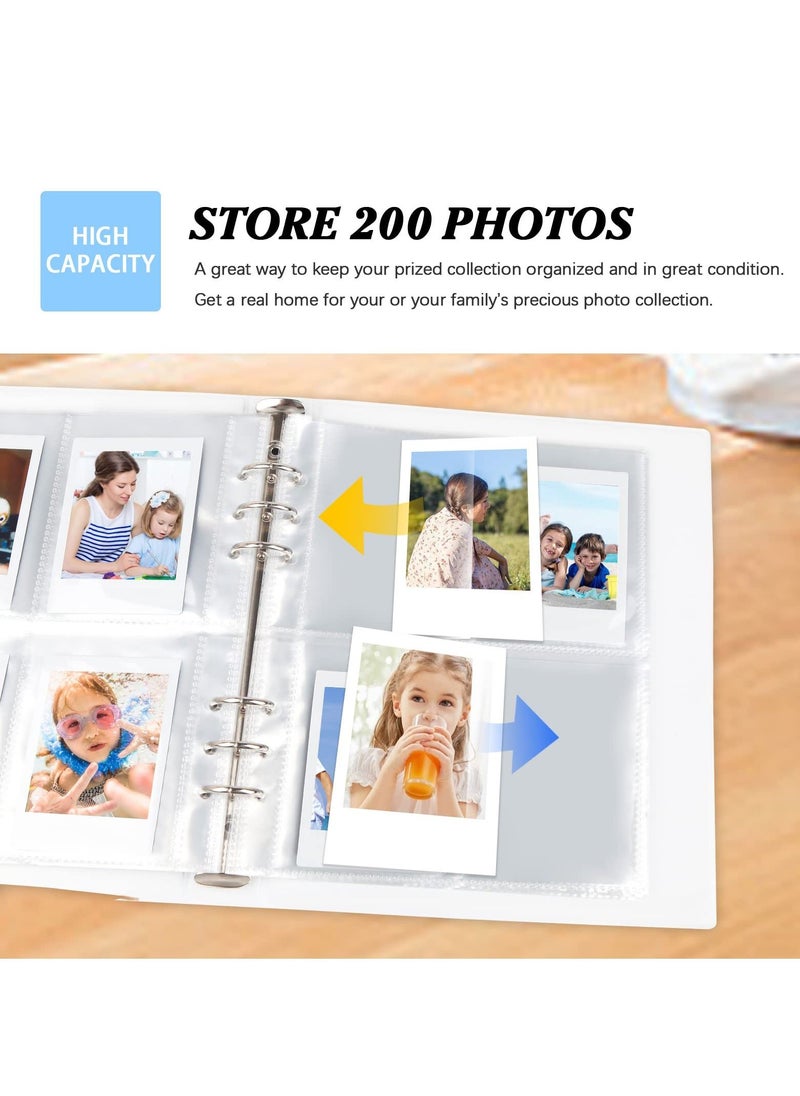 SYOSI 200 Pockets 3 Inch Mini Album for Fujifilm Instax Camera Loose Leaf Insert Album Love Daisy Hollow Photo Card Holder Book Business Card Holder Instax Mini Album Book (Purple)  - Image 4