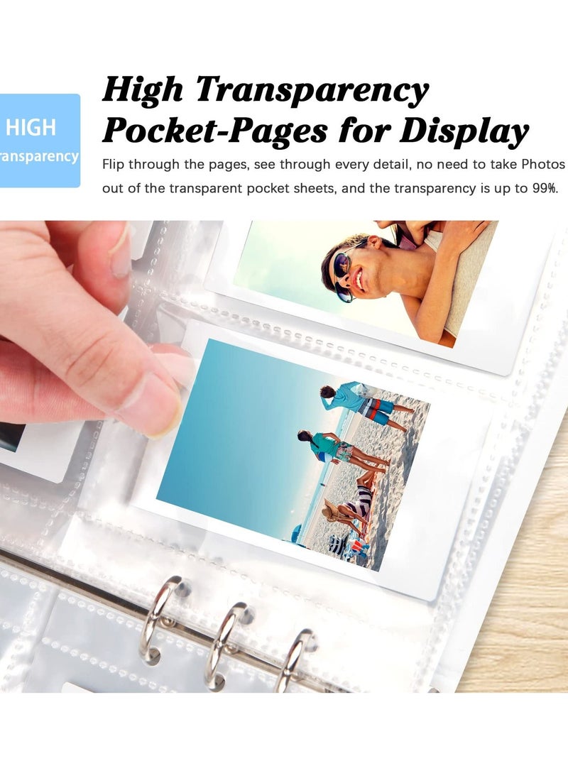 SYOSI 200 Pockets 3 Inch Mini Album for Fujifilm Instax Camera Loose Leaf Insert Album Love Daisy Hollow Photo Card Holder Book Business Card Holder Instax Mini Album Book (Purple)  - Image 2