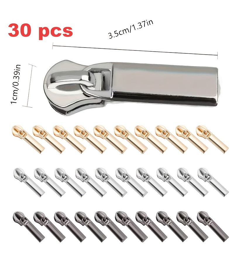 30 Pcs No 3 Multifunctional Universal Zipper Sliders Black Silvery Golden Sturdy Durable Sewing Fasteners - Image 3