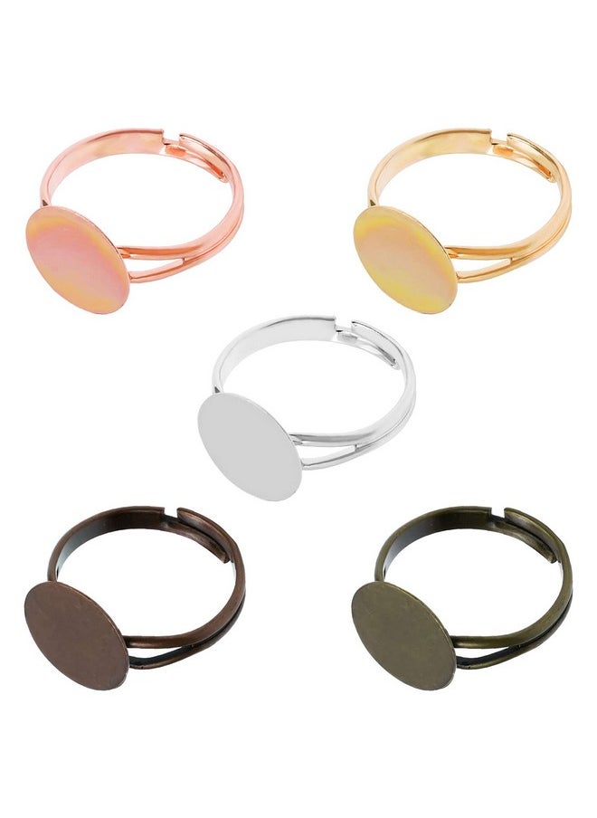 SUMERSHA - 50Pcs Blank Rings Adjustable Flat 12Mm Ring Base Rings Blank Jewelry Findings Components For Rings Making Diy Crafts, 5 Colors - Image 1